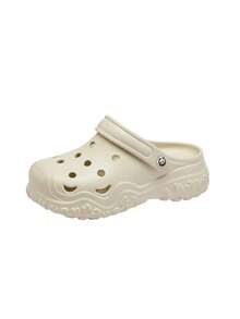 CAMEL CROWN 女款 Crocs 春夏戶外涼鞋，厚底防滑透氣包頭沙灘鞋 - 米/白 - 查看 2