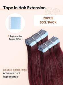 jessie's wig Jessie's 膠片式接髮 真人髮 20片/包 50g 絲滑直髮 漂染金髮 自然外觀 高品質 膠片式接髮 勃根地紅 99J# - S99J - 查看 4