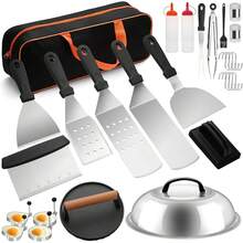 29PCS Griddle Accessories Kit, Flat Top Grill Accessories Set, Flat Top Grill Accessories Tools With Metal Spatula Set, Burger Press, Melting Dome, Scraper, Tongs, Carry Bag Outdoor BBQ - 1 - View 1