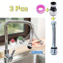 3pcs Set, Rotating Faucet Spray Head,Dual-Length Aerator Pack,360-Degree Swivel Splash Filter,With Plumber'S Tape,Upgraded Bubbler Device For Sink, Bathtub, Shower Fixture, Quick Connect Adapter - Long + Short + Tape - View 8