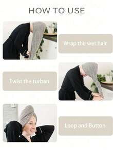 1pc Coral Fleece Hair Drying Cap, Strong Water Absorption Quick Dry, Pineapple Wood Grain Hair Towel, Soft And Non-Tangle, Student Essential - Multicolor - View 4