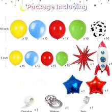 122pcs Rocket Theme Balloon Arch Set, Includes Red, Blue, Yellow, Green Balloons, Cowboy, Star, Rocket And Explosion Star Balloons, Suitable For Birthday Party, Baby Shower, Baptism And Gender Reveal Decoration - View 6