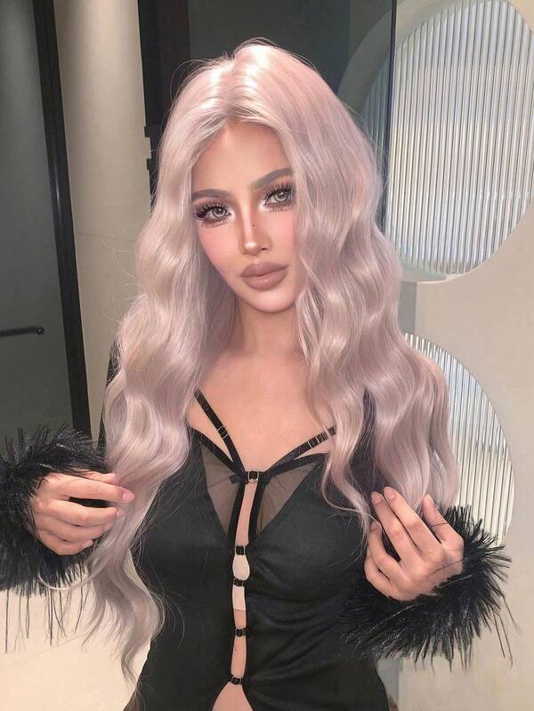 alicegarden 30-Inch Forehead Lace Front Wig A Natural Wavy Style In A A Stunning Rusty Rose. Middle Part Design , This False Hairpiece Is Perfect For Ms Daily Party Cosplay Use, Offering A Natural And Natural Durable Wig Gift For Ladies.