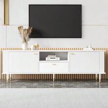 TV Cabinet With Open Shelves And Drawers, Lacquered Textured Surface, Soft-Close Hinges - 查看 3
