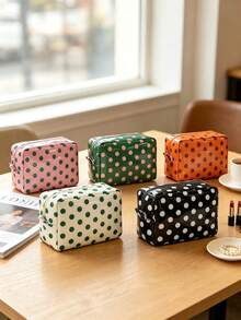 Tas Kosmetik Perjalanan Motif Polka Retro, Tas Penyimpanan Makeup Tahan Air, Tas Perlengkapan Mandi dengan Resleting Luas untuk Gym, Perjalanan Akhir Pekan, dan Aksesori Sehari-hari - MultiWarna - View 1