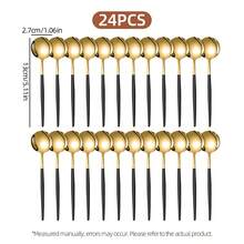 2/4/6/12/24pcs Stainless Steel Small Coffee Spoon And Dessert Spoon Set, 5.11 Inch/13cm, Dessert Cutlery Set, Elegant Tableware, Suitable For Home, Kitchen, Restaurant And Holiday Gifts, Suitable For Tea, Coffee, Dessert, Afternoon Tea, Back To School - Black and Gold - View 8