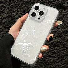 精準孔位高透明全螢幕白色星空海龜彩繪防摔透明手機殼，相容 iPhone 系列/系列，相容小米/ - 彩色 - 查看 3