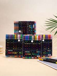 24 Or 48 Colors Optional, Professional Dual-Tip Glitter Markers, Quick-Dry Ink, Fine Tip, Suitable For Scrapbooking, Card Making, Journaling And Invitation Writing, Painting, Perfect For Artists And Coloring Enthusiasts And Professional Art Creation - Multiple Styles - View 12