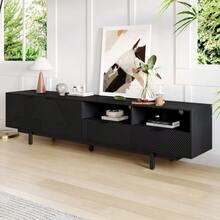 Modern Bohemian TV Cabinet Abstract Black Geometric Lines TV Stand Modern Minimalist - 黑色 - 查看 6