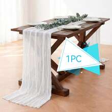 1PC 35 X 120 Inches Table Runner,For Weddings,Wedding Decor,Room Decor,Home Decor,Kitchen Decor,Party Decor,Can Be Used As Chair Back Ties, Festivals,Engagement And Other Occasions,Bohemian Farmhouse Sheer Cheezy Fabric Table Runner, Baby Shower - Orange - View 17