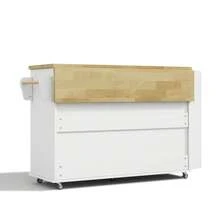 Flieks Mobile Kitchen Island With Foldable Worktop, Kitchen Trolley, 5 Wheels, Multiple Storage Racks, Spice Rack, Cutlery Storage Drawer, 120 X 45 (70) X 90 Cm - White - View 10