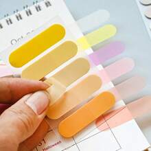 100sheets Transparent Sticky Notes Self-Adhesive Bookmarks Annotation Reading Book Transparent Labels Cute Stationery Back To School Must Have - one-size - View 3
