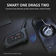 Tai nghe Bluetooth mũ bảo hiểm xe máy XINOWY V6 Plus mẫu mới 2027, bộ đàm liên lạc 1200M cho 6 người, điều khiển bằng trợ lý giọng nói UI, chất lượng âm thanh cải tiến vượt trội, chia sẻ nhạc một chạm - 1 cái - Xem 3