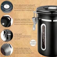 1,8 L Luftdichter Edelstahl-Kaffeebehälter Mit Vakuumsiegel & Löffel, Frischhaltedose Für Bohnen, Tee, Nüsse &  – Ideal Für Home-Baristas, Espresso-Fans & Stilvolle Küchenarbeitsplatten-Ästhetik - Schwarz - Übersicht 5