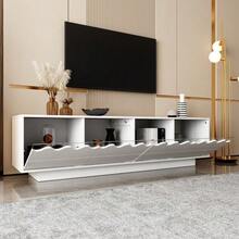 Modern TV Cabinet With 4 Doors And Wave Design – Stylish Storage Solution For Living Room, Entertainment Center And TV Stand, 170*40*45 - White - View 4