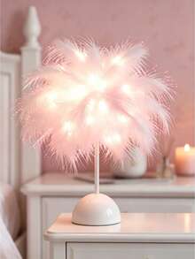 1 Stück 9,84 Zoll Feder Nachtlicht, dekorative Tischlampe, modische romantische personalisierte Stimmungsbeleuchtung, geeignet für Schlafzimmerdekoration, Raumdekoration, Muttertagsgeschenk, Valentinstagsgeschenk und Hochzeitsdekoration - Mehrfarbig - Übersicht 2