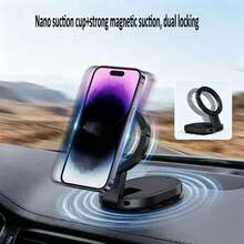 3 In 1 Mode Suction Cup Magnetic Climbing Buckle Mobile Phone Holder Folding Rotating Multi-Function Phone Stand Car - Black - View 4