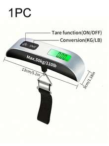 1pc Portable Electronic Scale Digital LCD Display 110lbs/50kg Luggage Hanging Scale Electronic Travel Bag Weighing Scale Mini High Precision Handheld Scale - Silver - View 3
