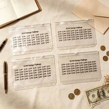 2件組儲蓄挑戰信封，儲蓄挑戰活頁夾追蹤器適用於$500、$1000、$1500和$2000，拉鍊現金信封，A6預算活頁夾，沉沒基金，現金填充儲蓄挑戰 - 套裝 - 查看 1