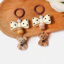 1PC Vintage Polka Dot Bow Bear Keychain, Cute Beaded Bag Charm, Kawaii Backpack Pendant, Key Ring Accessory, Gift For Girls - Multicolor - View 1