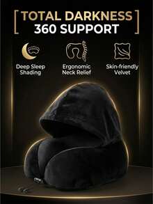 Adjustable Hooded U-Shaped Neck Pillow, Polyester Fiber Material, Hand Washable, Multiple Colors Available, Suitable For Car Travel And Outdoor Use, Comfortable Fit And Neck Support - Hooded Pillow - View 9