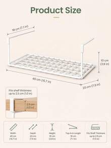 White Metal Hanging Shoe Rack, No Drilling Required, Suitable For Under Cabinets, Bathroom Shelf, Expands Storage Space, Unisex, Suitable For Families, Multi-Scene Shoe Rack, Suitable For Wardrobe/Entryway, Kitchen, Bathroom - Multicolor - View 9