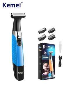 Kemei Kemi Multi-Function Men's IPX7 Waterproof Electric Shaver & Beard Trimmer | USB Charging, Multi-Blade System, Eyebrow And Body Grooming Heads, Men's Shaving And Hair Removal | Home And Travel Grooming Kit, Men's Gift - Multicolor - View 14