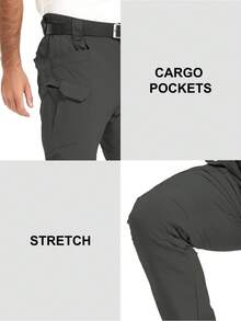 Alpha Camp Pantalones largos ligeros con múltiples bolsillos para deportes al aire libre para hombres, adecuados para senderismo/camping/trabajo - Verde militar - Ver 3