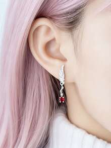 1pc Sweet Cool Unique Dark Style Angel Wings Titanium Alloy Bar Ear Cartilage Piercing Stud - Angel Wing Stud Earrings - View 9