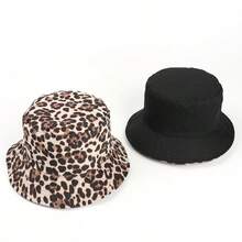 1pc New Korean Style Suede Leopard Print Bucket Hat, Women's Reversible Bucket Hat, Spring/Summer Outdoor Casual Sun Protection Hat - Multicolor - View 7