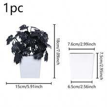 1/2 Pot 7inch (H) Artificial Monstera Leaf Black Planter Home Halloween Party Desktop Scene Decoration Ornament - Black - View 14
