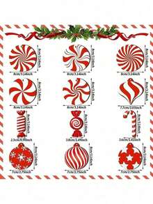 12 Peças Decorações de Doces Vermelhos e Brancos de Natal, Conjunto de Decoração de Árvore de Natal, Enfeites de Bengala de Doces e Bolas de Madeira, Guirlanda de Festa de Natal e Acessórios de Lareira, Decorações Penduradas de Ano Novo, Adequado para Decoração Doméstica e Uso de Natal, Decorações de Natal de Inverno, Presentes de Natal para Casa, Decoração de Natal, Decorações Penduradas no Quintal, Decoração Doméstica, Pingente de Boneco de Papai Noel, Suprimentos de Artesanato de Festa de Feriado, Decorações de Lareira, Decoração de Guirlanda Pendurada, Enfeites Pendurados de Decoração Doméstica, Lembrancinhas de Festa, Suprimentos de Halloween, Decorações de Halloween - A - Visão 11