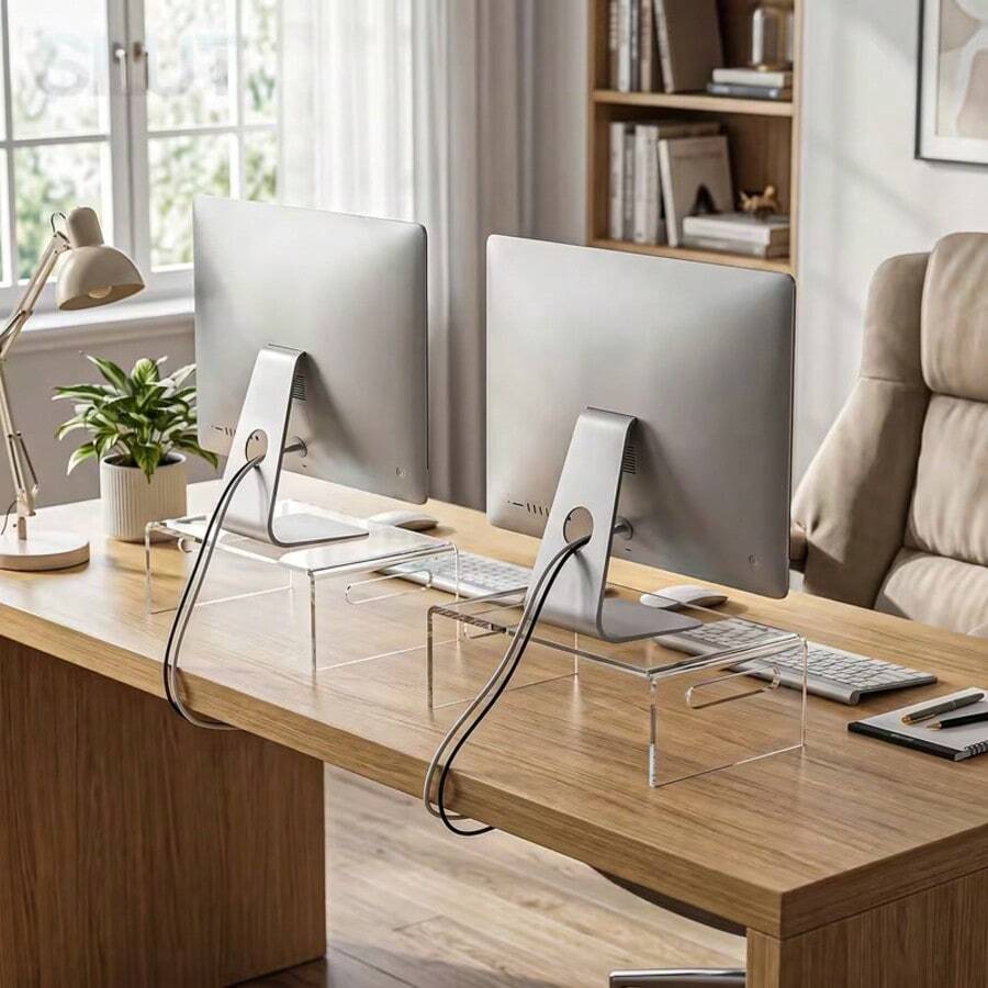 Monitor Stand Riser, Suitable For Computer, Laptop, Printer, Acrylic Monitor Stand, Premium Transparent Laptop Stand For Home And Office, Acrylic Monitor Stand Desktop Organizer Riser - Multicolor - View 1