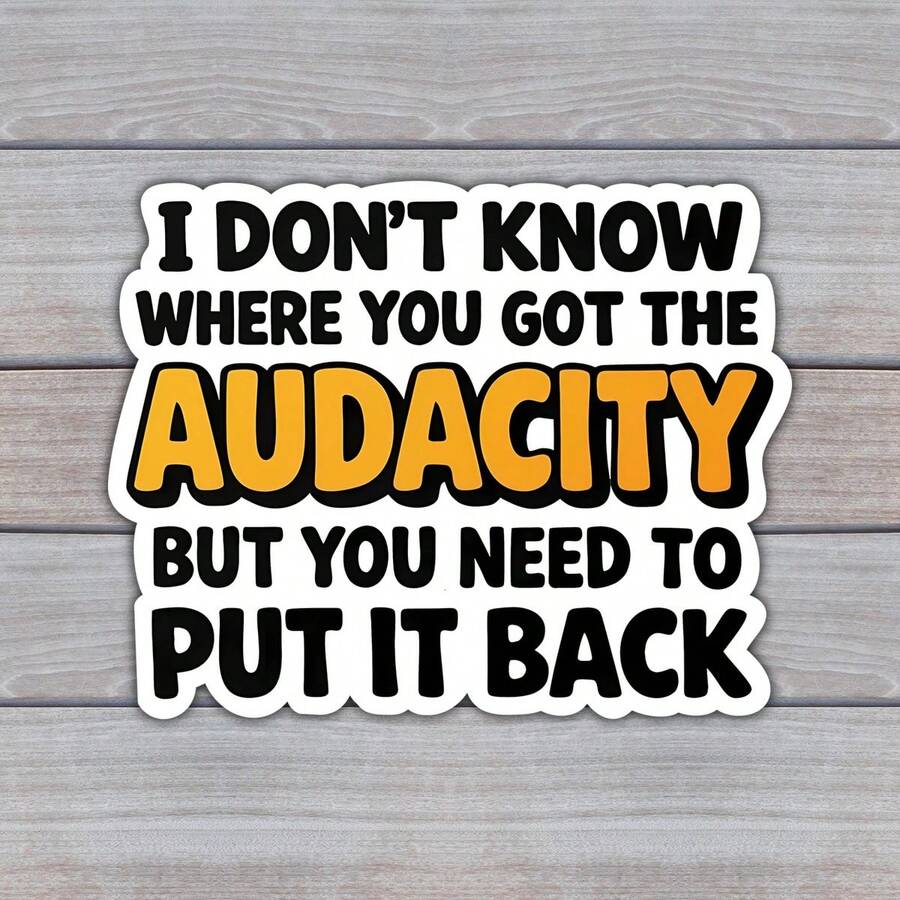 1PC I Dont Know Where You Got The Audacity Sticker Sarcasm Gift Decal Funny Attitude Quote For Laptops Water Bottles Notebooks Cups Journals Lockers For Students Teachers Office Workers Creatives And Chaos Lovers - A - View 1