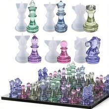7pcs Resin Casting Chess Mold Set, Crystal Epoxy DIY 3D Chess Pieces, 3D Chessboard Silicone Mold, DIY Chess Game, Suitable For Western Chess, Tabletop Games, DIY Crafts And Board Game Accessories - One Size - View 2