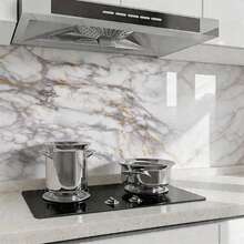 Marble Pattern Kitchen Oil-Proof Film, Stove Waterproof & Moisture-Proof Self-Adhesive Wallpaper, Countertop & Cabinet Renovation Tile Sticker - 1PC - View 11