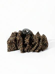 1件裝 女款 14cm/5.51英吋 素色布藝豹紋雲朵雙面蝴蝶結大號髮夾，適合日常/約會/通勤的多功能髮飾 - 彩色 - 查看 4