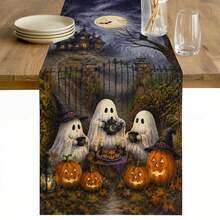 Halloween Horror Ghost Pumpkin Castle Table Runner Holiday Party Decor Reusable Farmhouse Kitchen Dining Table Runner Halloween Decorations - Multicolor - View 14