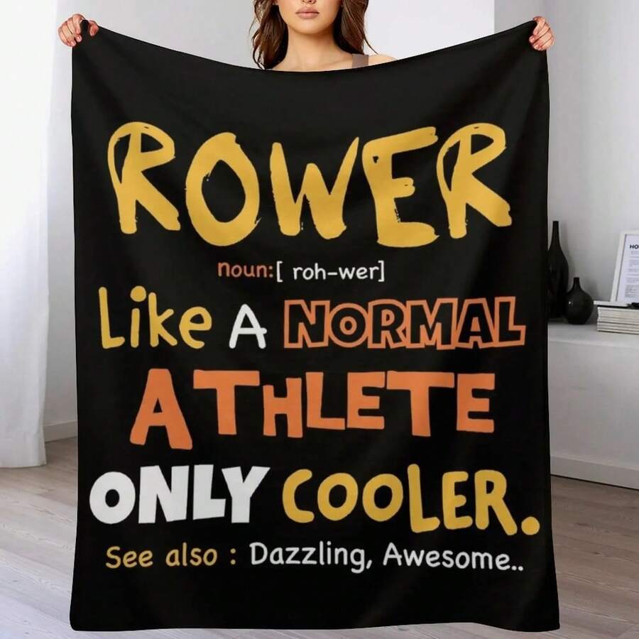 Funny Rower Definition _ Rowing Athlete _ Rowing College _ Rowing Gift Idea Throw Blanket Sofas Multi-Purpose Blankets - Black - View 1