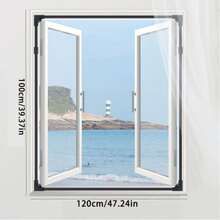 1pc Adjustable Magnetic Window Screen, High Breathability Polyester Fiber Mesh, No Drilling Self-Adhesive Easy Installation, Magnetic Closure Design, Fine Insect Mesh, Suitable For Home And Apartment Indoor Window Protection - Multiple Styles - View 12