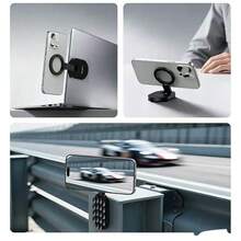 3 In 1 Mode Suction Cup Magnetic Climbing Buckle Mobile Phone Holder Folding Rotating Multi-Function Phone Stand Car - Black - View 7