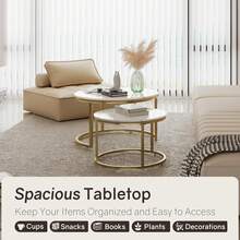 Nested Coffee Table Set, Round Coffee Table, Modern Side Table/Bedside Table, Suitable For Bedroom And Living Room. Gold - Gold - View 10
