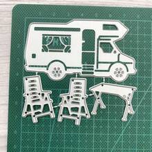 Vacation RV & Table Chair Metal Cutting Dies, Suitable For Scrapbooking - Durable Cutting Templates, DIY Scrapbook Photo Album Decoration Paper Cards, Card Making Supplies - Silver - View 3