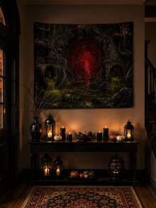 1pc-Horror Sewer Halloween Backdrop Banner, Creepy Tentacle Rat Skeleton Slime Red Abyss Tunnel Print Wall Tapestry, HD Crisp Decor For Dark Gore Party Cosplay Horror Movie Night Spooky Photo Booth Wall Background - G - View 6