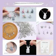 2/5pcs Flocked Resin Rabbit Charms 3D Bunny Pendants With Metal Loops For DIY Bracelet Necklace Keychain Jewelry Making Supplies - Multicolor - View 5
