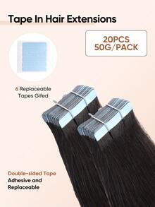 Jessie's Wig 20片/包 50g 貼片式接髮 真人髮絲 絲滑直髮 自然黑 貼片接髮 自然外觀 高品質 1B# - SNatural - 查看 4