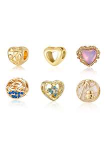 1set Women's Golden Heart, Dolphin, Sun Moon, Leopard Charm Pendant Accessories Set - Multicolor - View 4