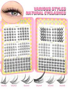 GROINNEYA 300pcs Large Capacity Eyelash Book Natural Look Single Cluster False Eyelashes Cartoon Style Pointed Single Cluster Eyelashes 6 Styles Cat Eye Cluster Eyelashes DIY Eyelash Extensions Random Style Suitable For Daily Wear Dating Travel Essential Eyelash Technician Supplies - C - View 6