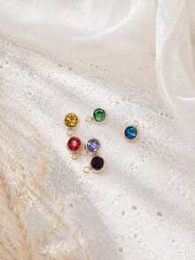 6/12/20/30 Gold/Silver Stainless Steel Charm Artificial Crystal Beads Pendant, Multiple Colors Random Mixed Birthstone Crystal Amulet Bracelet Jewelry Making DIY Handmade Necklace, Bracelet, Earring Accessories, Suitable For Valentine's Day And Birthday Gifts. - Multicolor - View 16