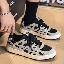 Men's Youth Minimalist Niche Design Burgundy Skate Shoes, Versatile Casual Sports Shoes, Thick Sole Bread Shoes, Outdoor Sports Skateboard Shoes, Casual Shoes - Black - View 5